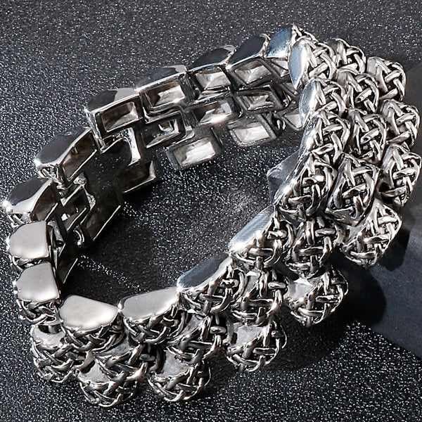 Pulsera para hombre de 20,5 mm de ancho, de acero inoxidable fundido y metal.