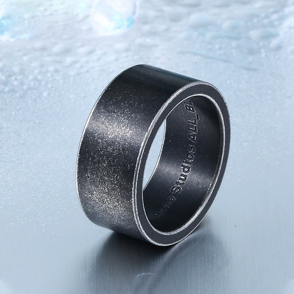 Anillo de acero inoxidable negro antiguo nórdico para hombre, estilo punk, estilo retro.
