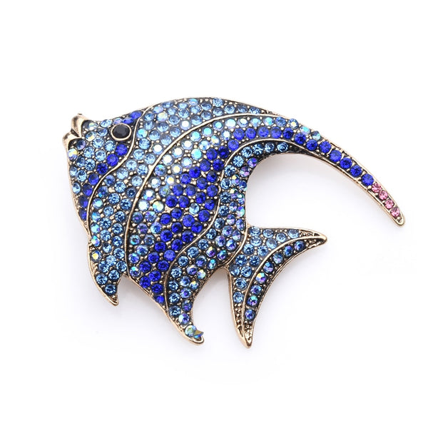 Sparkling Rhinestone Fish Brooches Women