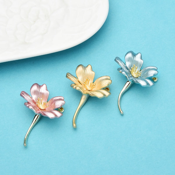 Enamel Flower Brooches For Women 3-color Weddings Banquet Office Brooch
