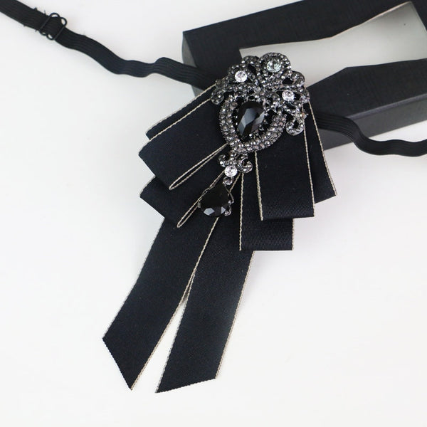New High Quality Classic Bowties Neck Tie Ribbon Rhinestone Corsage Bowtie Cravat Gifts