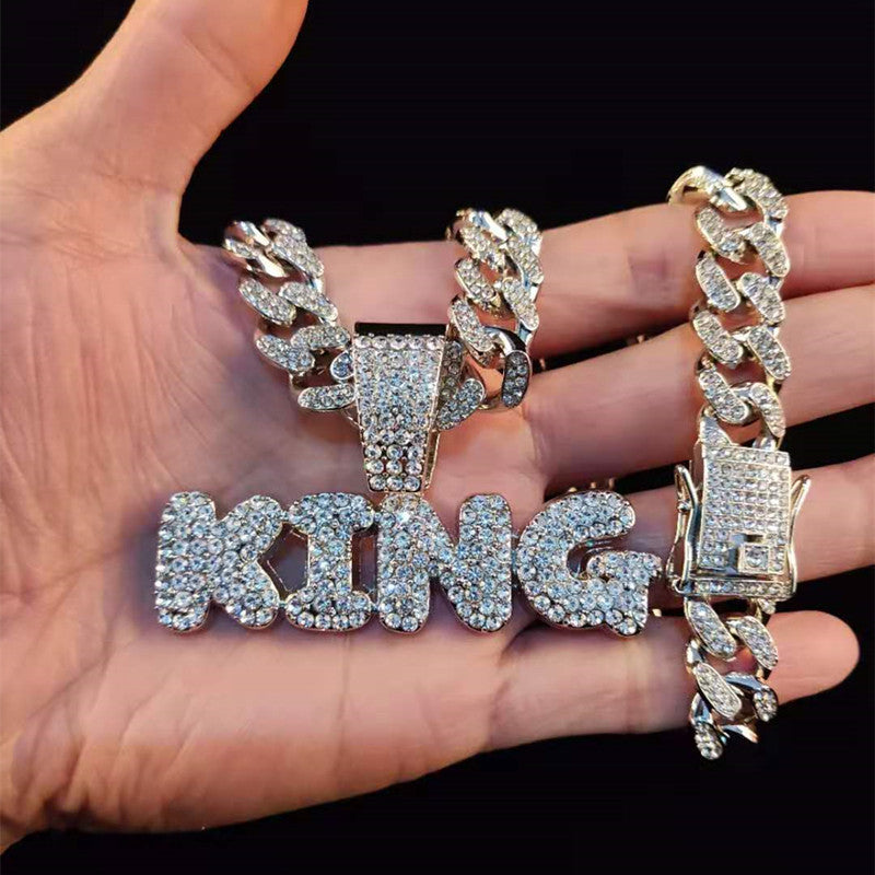 Men Hip Hop KING Letters Pendant Necklace