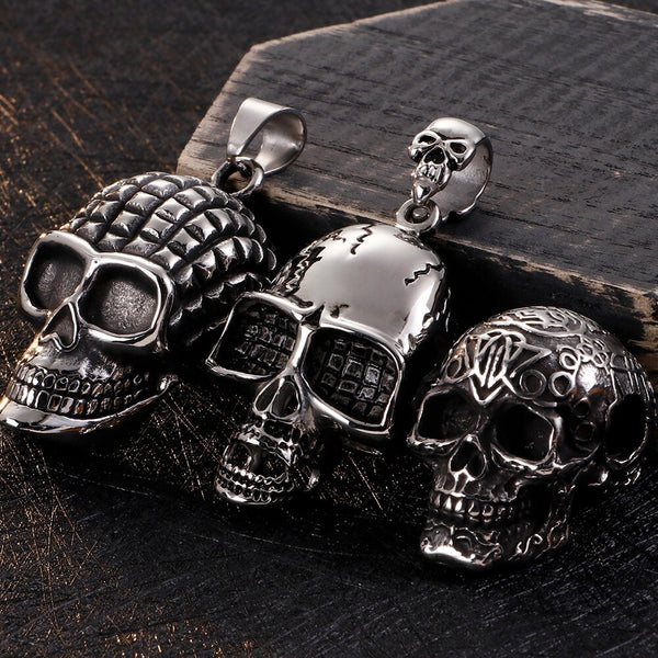 Collar con colgante de calavera punk gótica para hombres y mujeres
