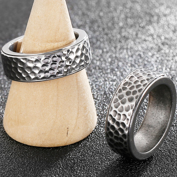Anillos vintage de acero inoxidable y titanio de 8 mm para hombre