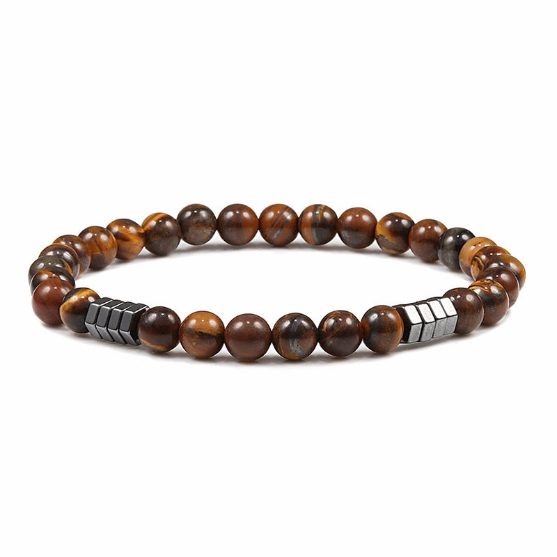 Tiger Eye Beaded Bracelets Bangles Men Braided Rope Healing Balance