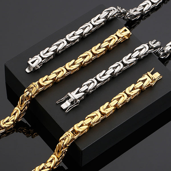 Hiphop 8MM Chains Necklace Men Never Fade Gold Plated Stainless Steel Mens Necklaces Birthday Gifts For Father Boyfriend Him