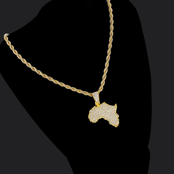 Hip-hop Africa Map Pendant Necklace Jewelry Women Men