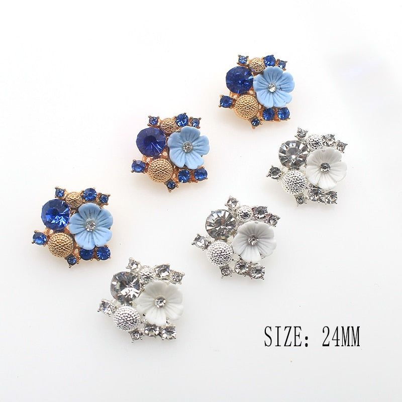 10Pcs/Lot 24MM Rhinestone Alloy Sewing Buttons Decoration DIY Handmade E Clothing Accessories