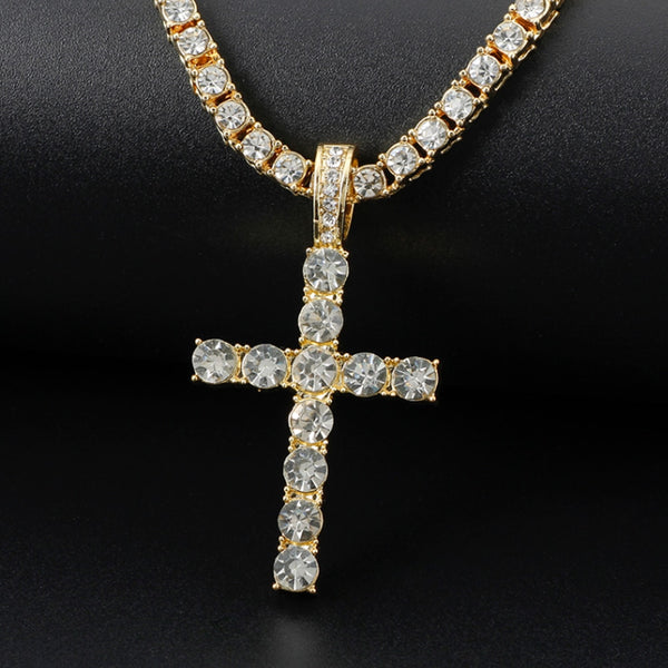 Men Women Hip Hop Cross Pendant Necklace