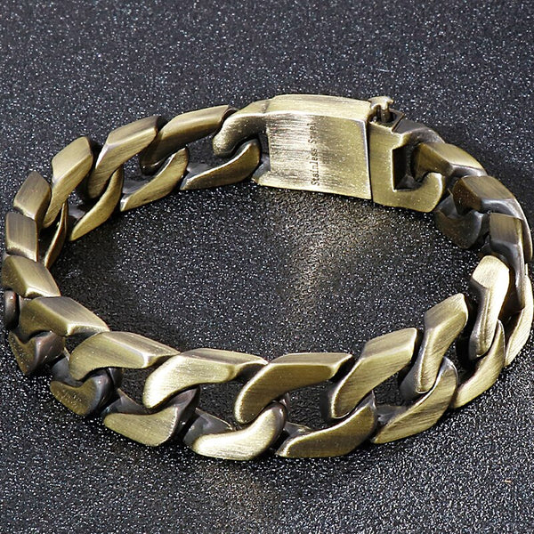 Vintage Bronze Color Stainless Steel Hand Bands Bracelets For Men