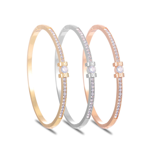 Cubic Zircon Bracelets For Women Rose Gold Square Link Wristband Girlfriend Wife Gifts