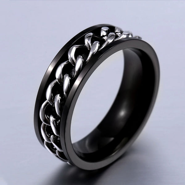 Anillo giratorio simple para pareja, cadena de motocicleta, para hombres y mujeres.