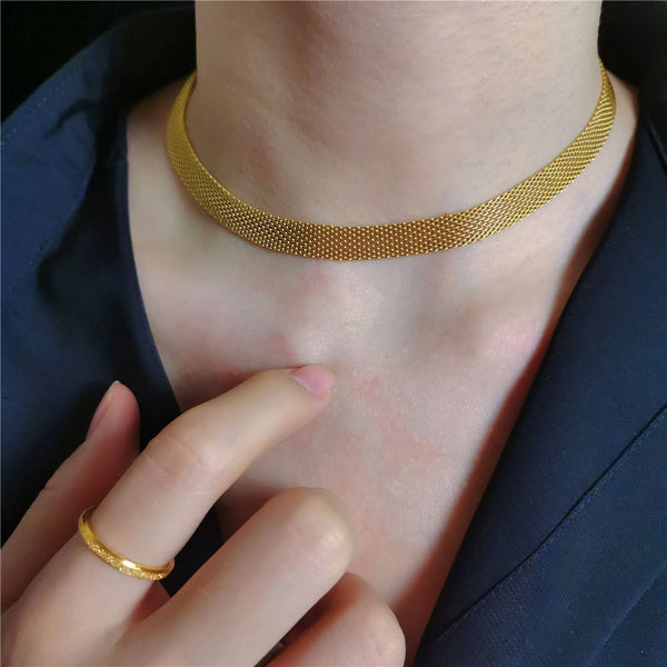 Collares geométricos de cadena de serpiente con diseño de hueso de serpiente, color dorado, de 8 mm de ancho, estilo hip hop.
