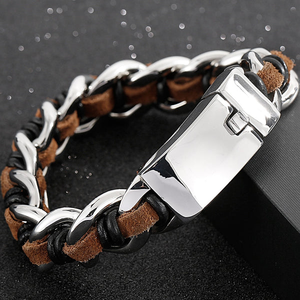 Pulsera de cuero hecha a mano para hombres y niños