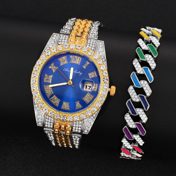 Hip Hop Diamond Watch Men Luxury Brand Mens Gold Watch
