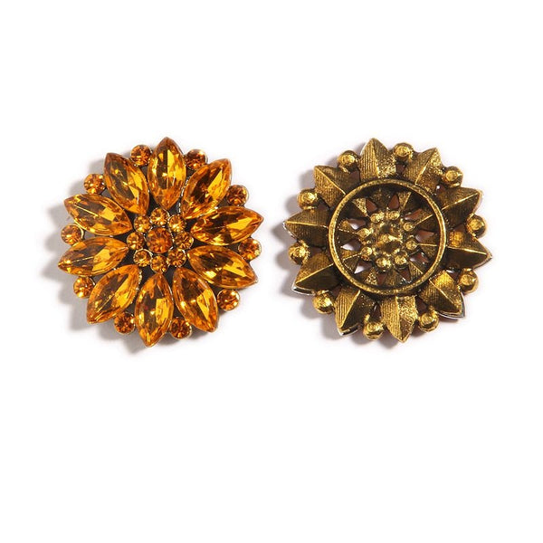 10 botones de diamantes de imitación de metal dorado de 33 mm