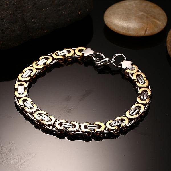 Pulsera punk hip hop de 8,5 mm de color dorado para hombres y mujeres con cadena cubana.