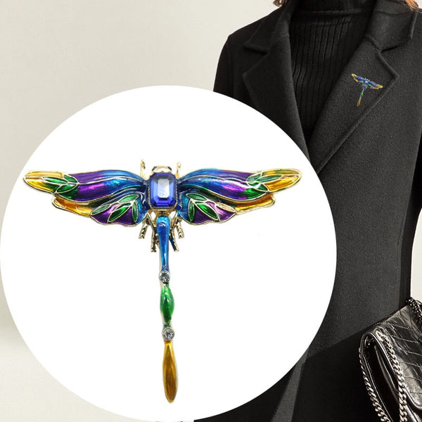 Colorful Crystal Dragonfly Brooches For Women
