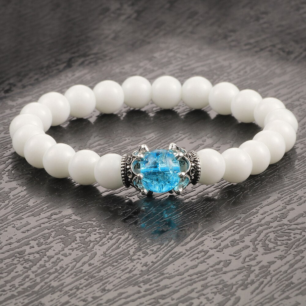 Charm Natural Stone Imperial Crown Bracelet White Yoga Beaded Bracelet For Men Women