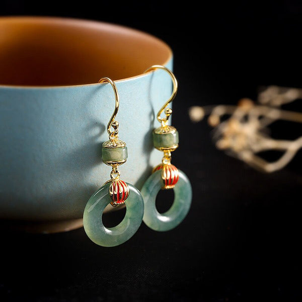 Pendientes de jade de hielo natural