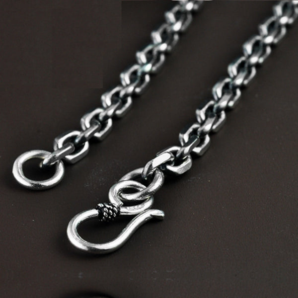 Collar clásico de cadena redonda de plata auténtica para hombre