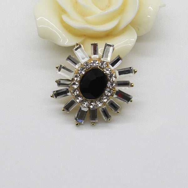 Sun Flower Shape Buttons 5pcs/set 25mm Glass Buttons Metal Alloy  button