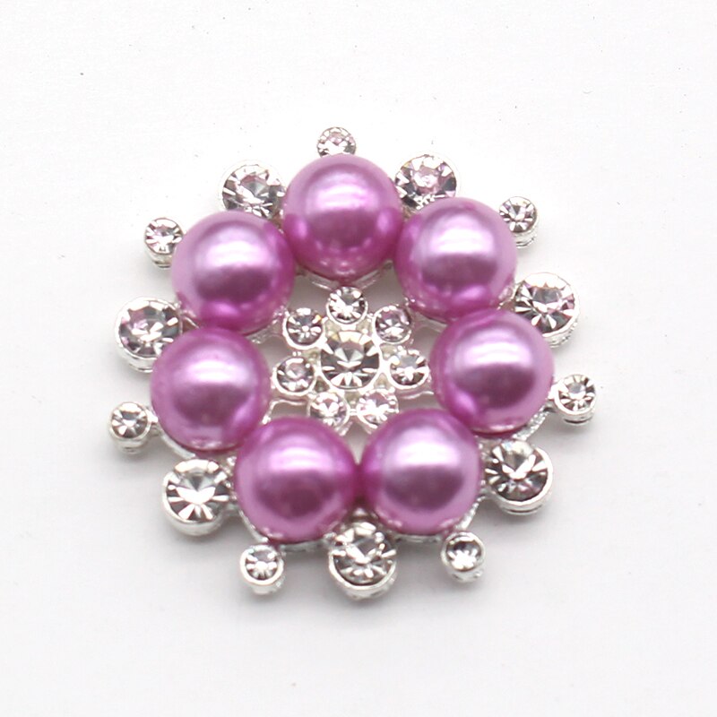 New Alloy 10Pcs/Lot Mixed Color 28MM Flower Pearl Buttons DIY  Accessories