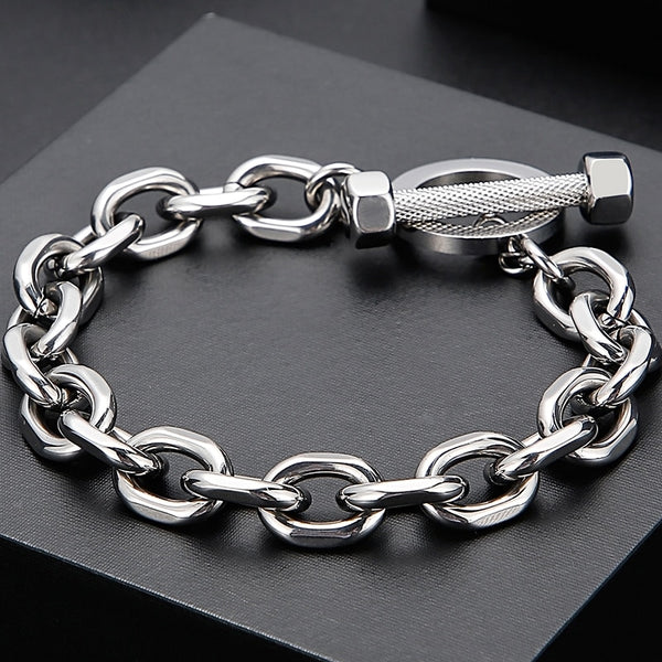 Pulseras de acero inoxidable negro sólido para hombre.
