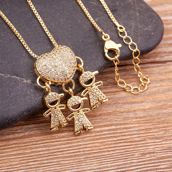 Recién llegado, collar con colgante con dije de corazón para niña y niño, con amor familiar, mamá, papá, hijo e hija