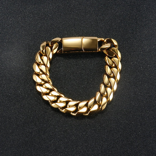 14mm Width Design Cuban Bracelet for Men Women