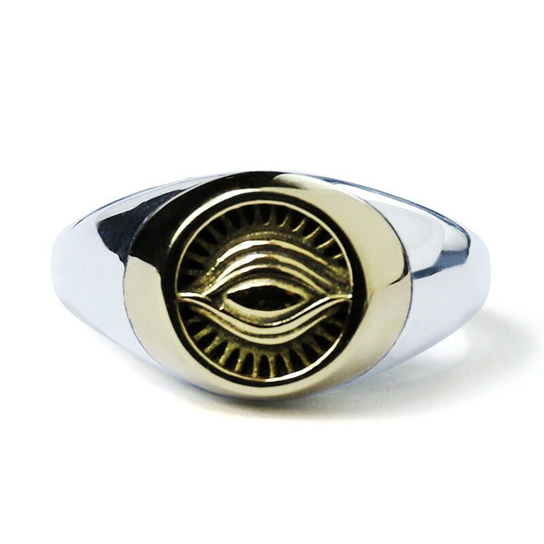 Anillo abierto ajustable con el Ojo de la Providencia en plata tailandesa 925