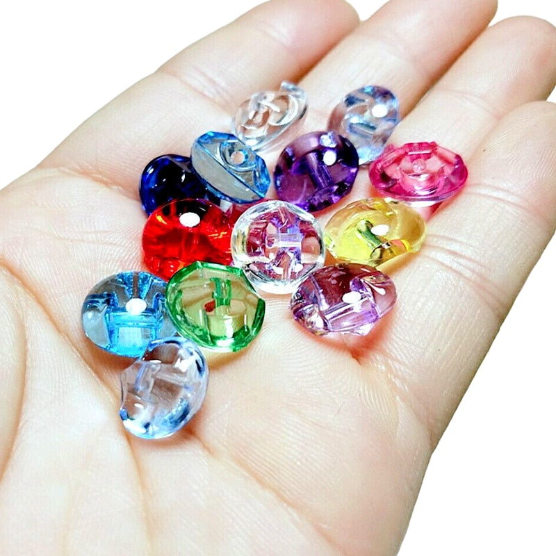 50/100/pcs 12mm Mixed Color Transparent Acrylic Buttons Apparel Sewing Accessories DIY crafts