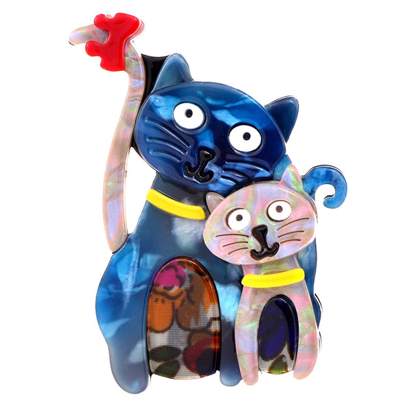 Acrylic Cat Mom and Kids Brooches for Women