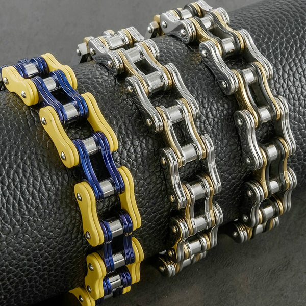 Pulsera de motociclista de acero inoxidable con diseño de rock and roll para hombre.