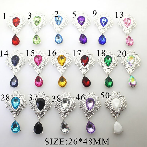 New Metal flat Bottom Water Drop Brooch Pendant 10 Pieces/Batch Mixed Color Water Drop Pendant