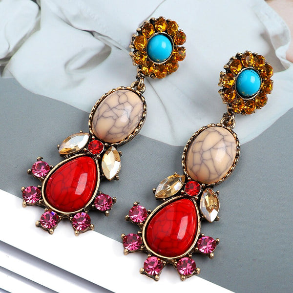 Pendientes largos irregulares de diseño de lujo para mujer
