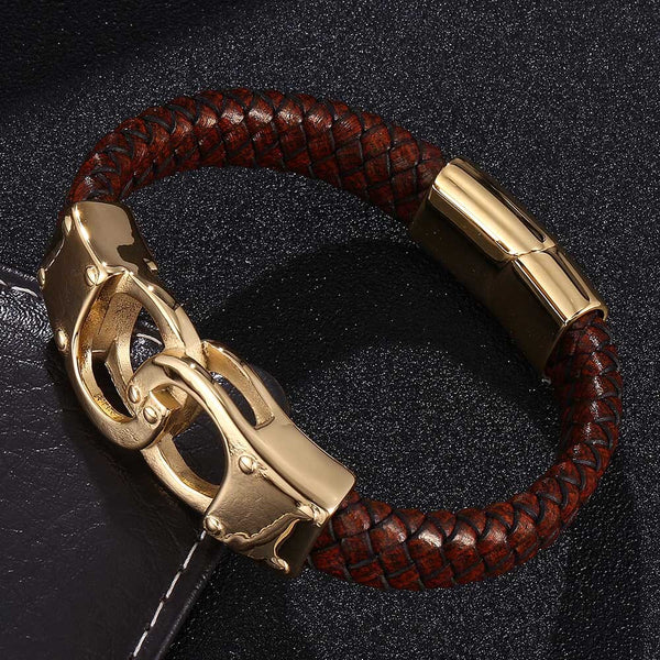 Fashion Black Brown Genuine Leather Bracelet for Men