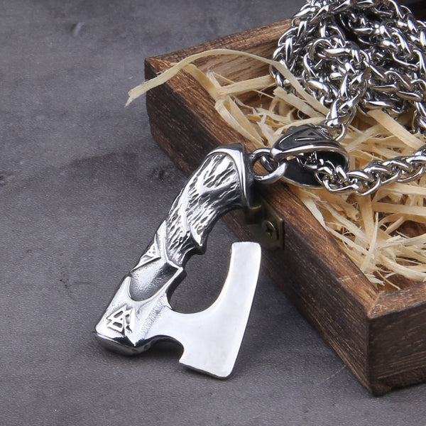 Collar con hacha de guerrero vikingo nórdico de acero inoxidable, abridor de botellas con hacha vikinga como regalo para hombres