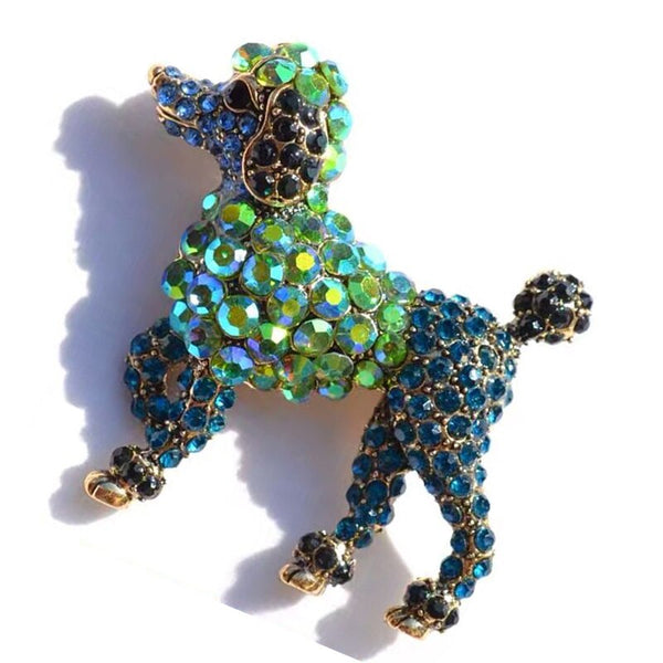 Full Green Rhinestone Dog Brooches For Women