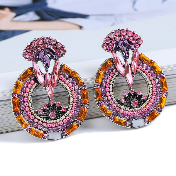 Pendientes de cristal brillante de estilo étnico