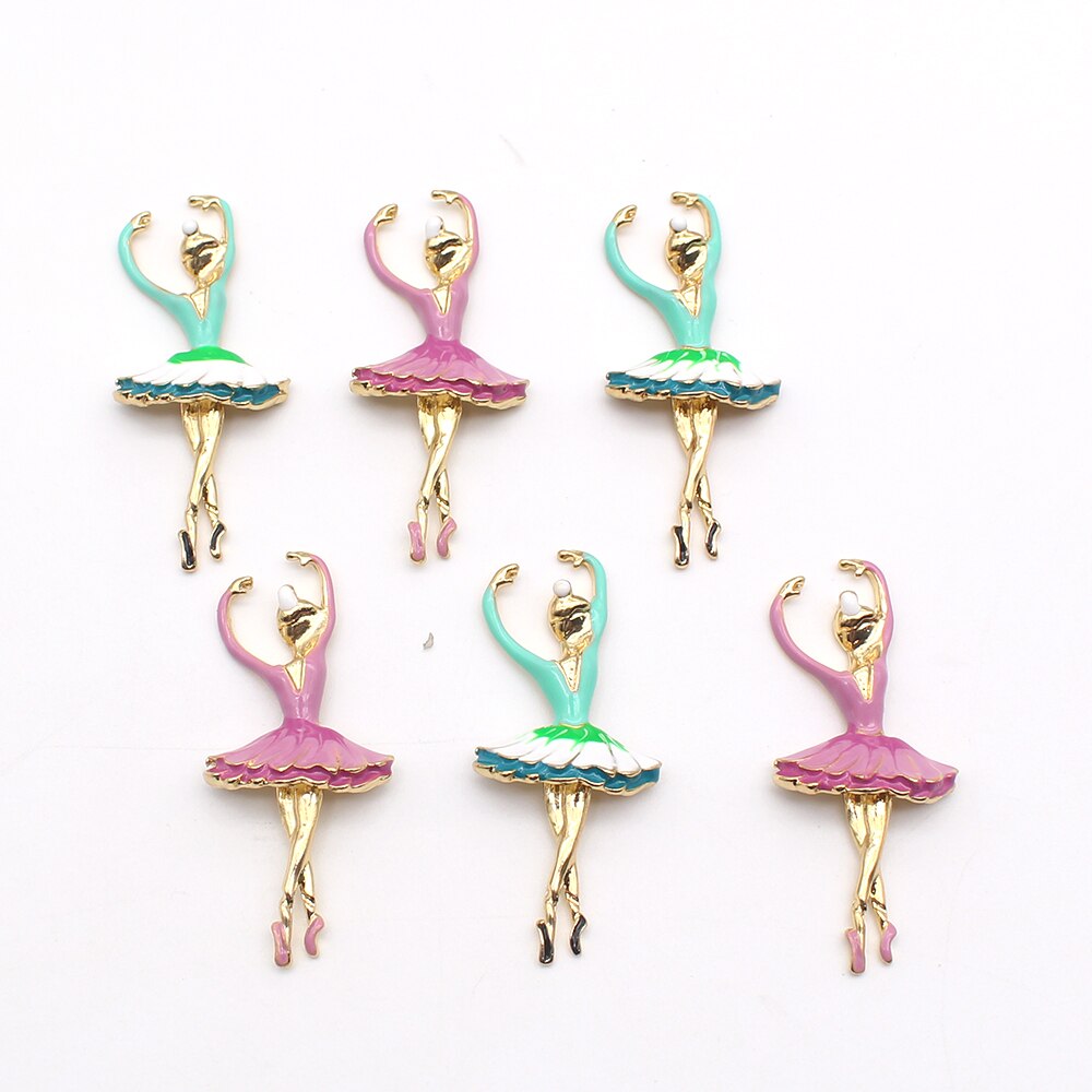 New 5Pcs/Lot 20*56mm Alloy Mixed Color Dancing Girl Jewelry Accessories DIY Decoration