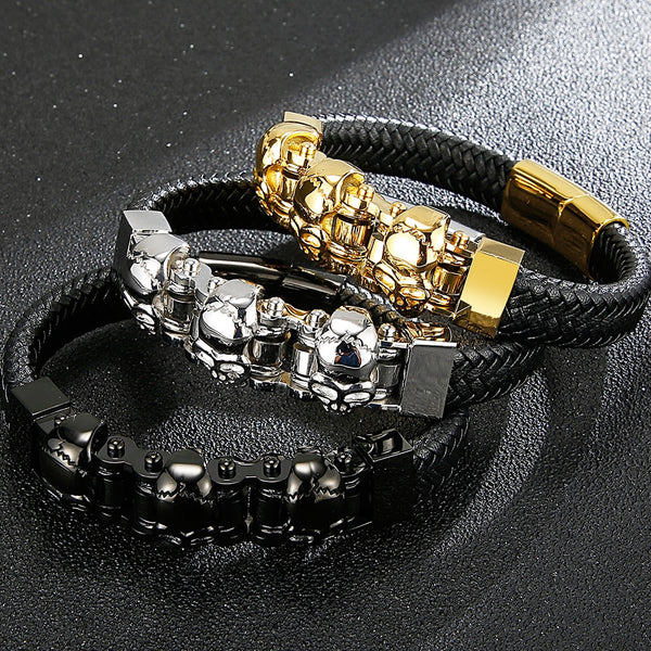 Pulsera de hombre con diseño de calavera steampunk