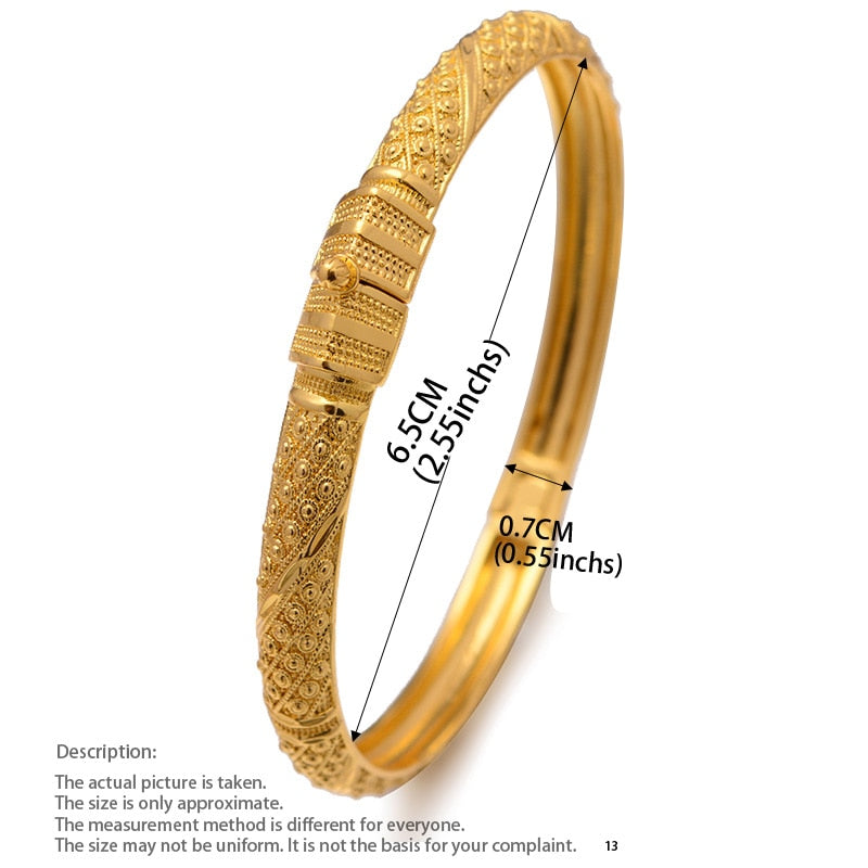 24K Bangles 4Pcs/Set Bracelet Ethiopian Gold Color Bangles For Women