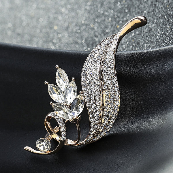 Leaf Brooches Alloy Jewelry Accessories Rhinestone Pin And Brooch
