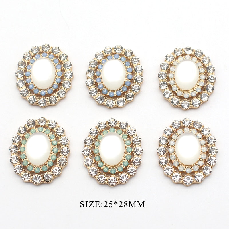 New Fashion 25*28MM 5Pcs/Lot Alloy Double Drain Diamond Hollow Sewing Button