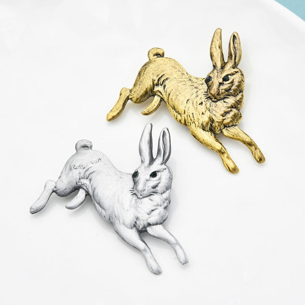 Broches vintage de conejo corriendo para mujeres y hombres