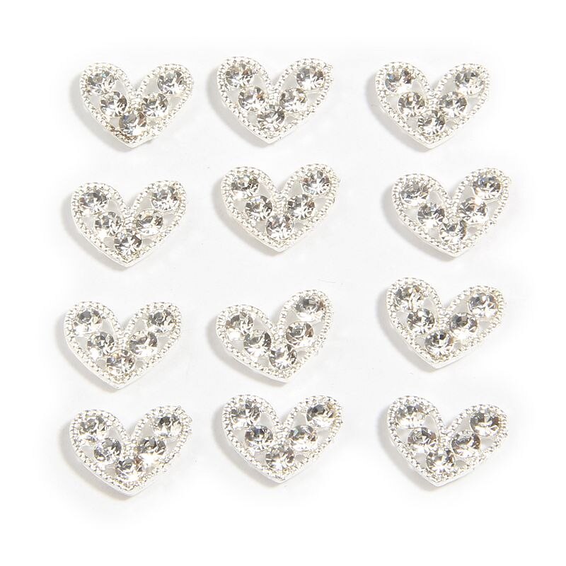 10Pcs 1.5cm 0.59 Silver Flower Rhinestone Buttons For Wedding Decoration