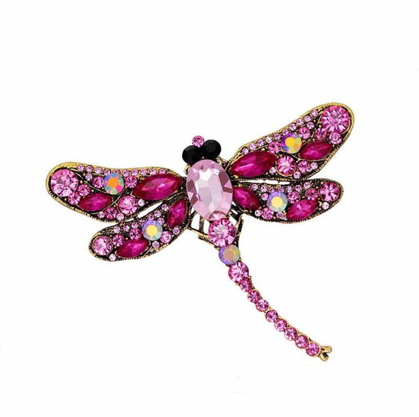 Big Crystal Dragonfly Brooches Women 5-color Alloy Insects Brooch Pins Gifts