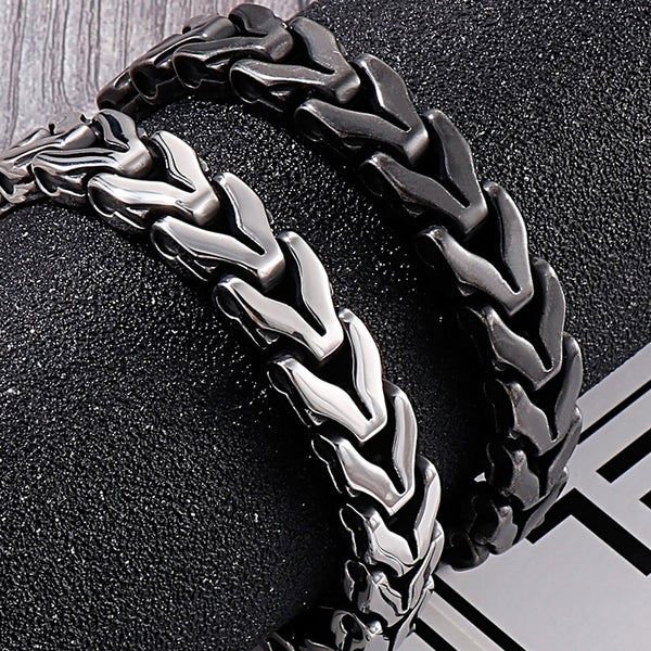 Pulsera vintage con correa de cadena en forma de V de 12 mm para hombre