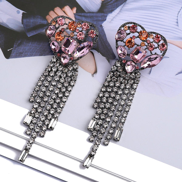 Pendientes largos con borlas y dijes para mujer